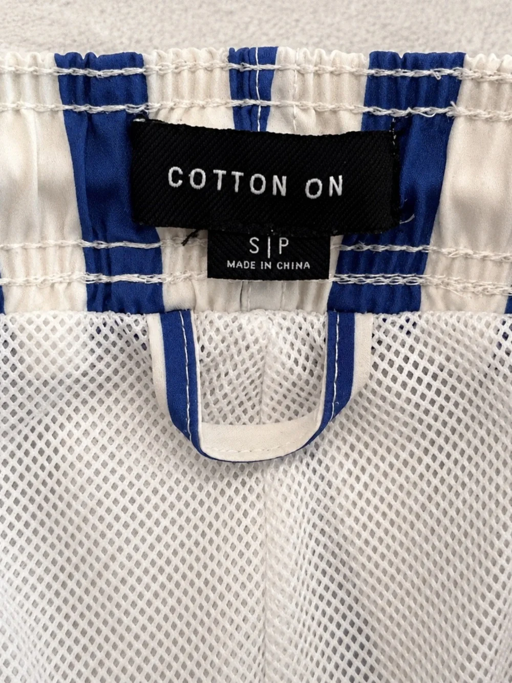 Cotton On Blue & White Striped Swim Trunks Mesh Lined Men’s S